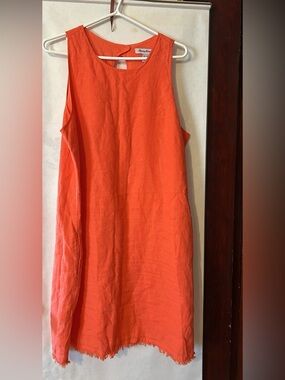Tommy Bahama fully lined sleeveless orange 100% linen dress, XL